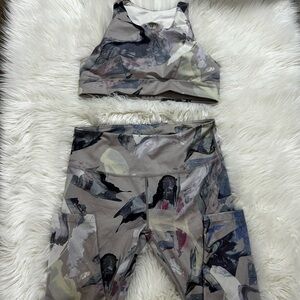 Zella XL High Waste 7/8 Leggings Grey Multi Sophie Print and matching Top